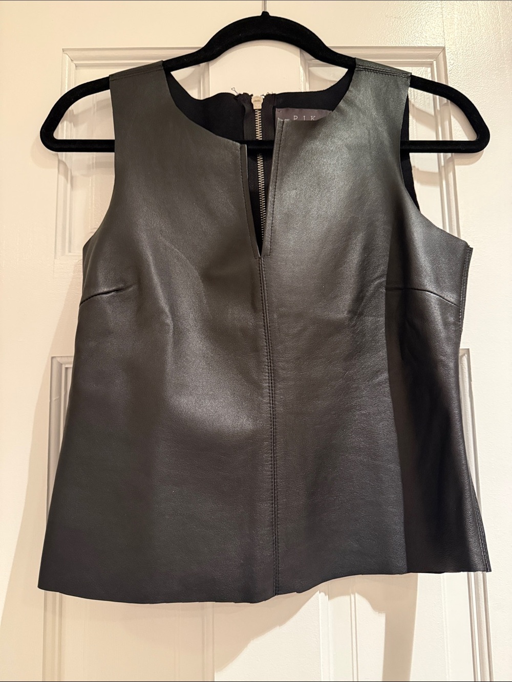 PJK Patterson J. Kincaid Black Faux Leather Sleeveless Shell